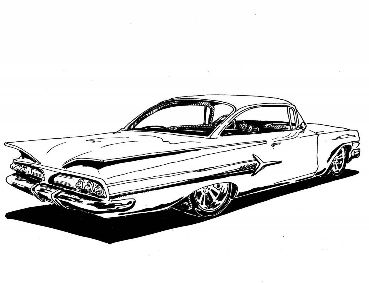 Colorful lowrider coloring page