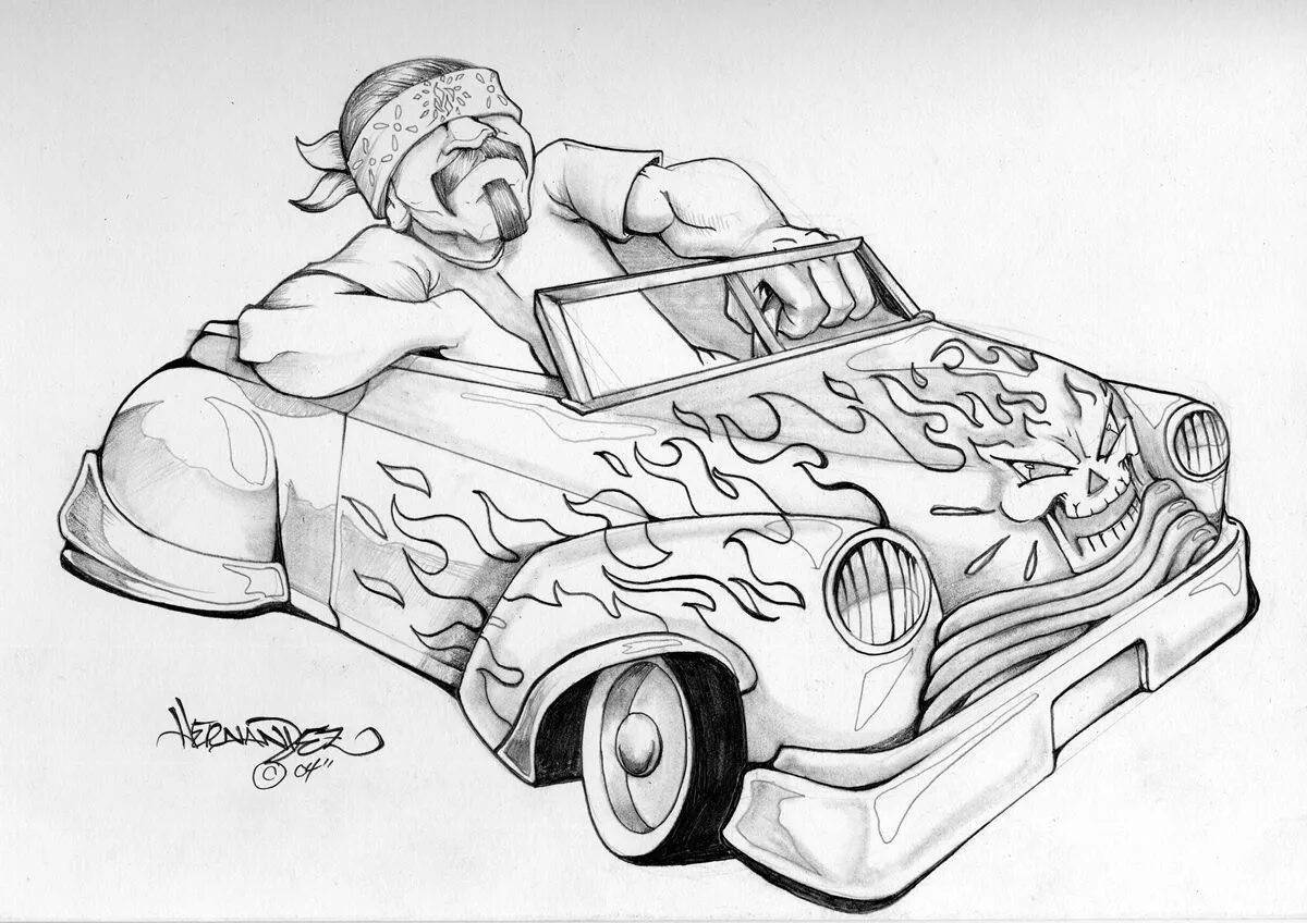 Fabulous lowrider coloring page