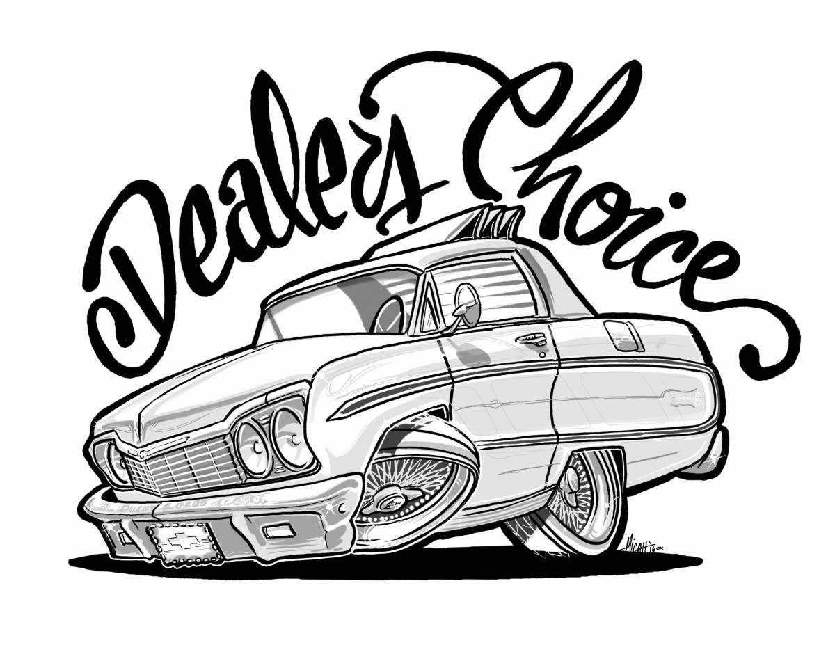 Exquisite lowrider coloring page