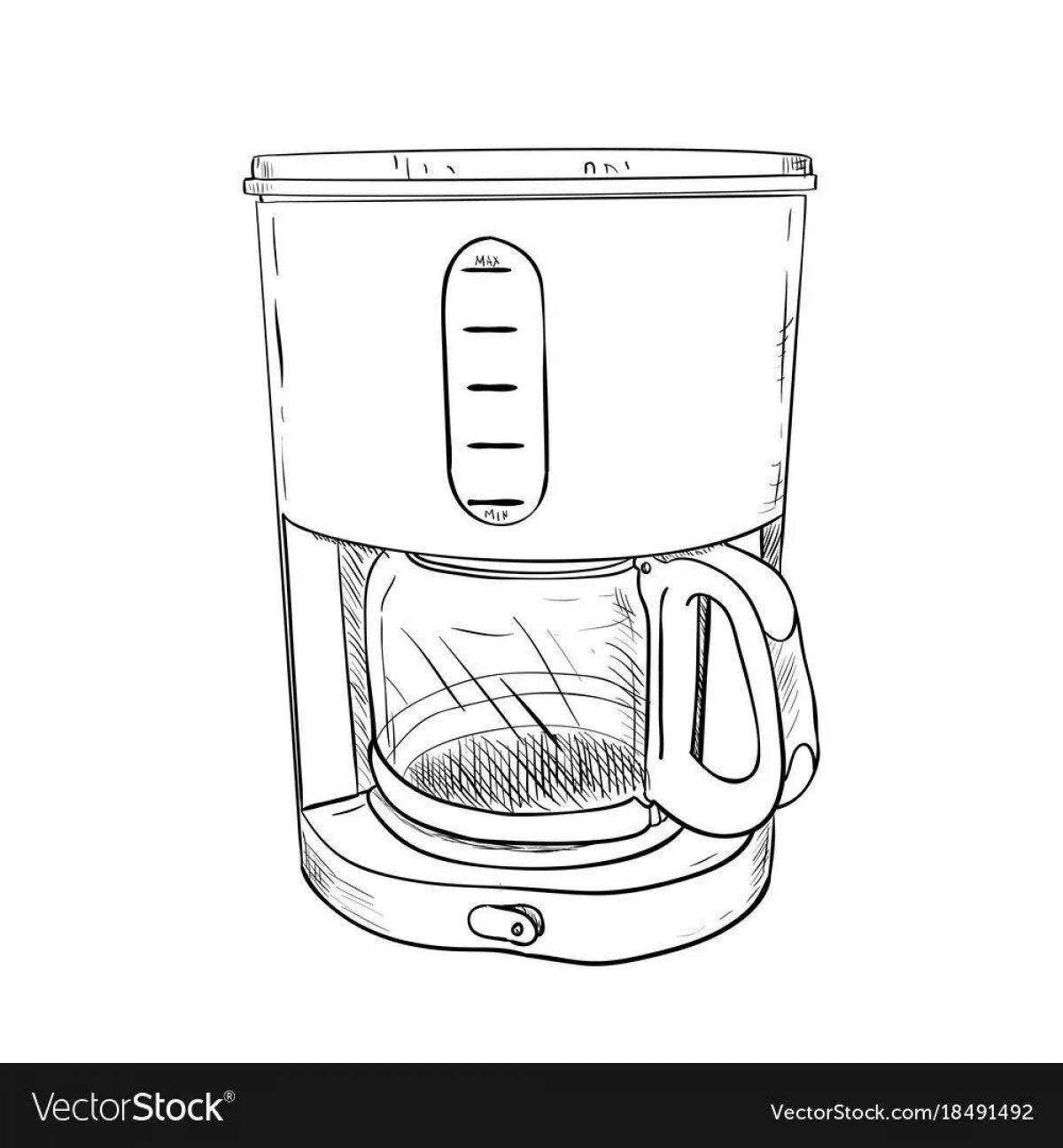 Colorful coffee machine coloring page
