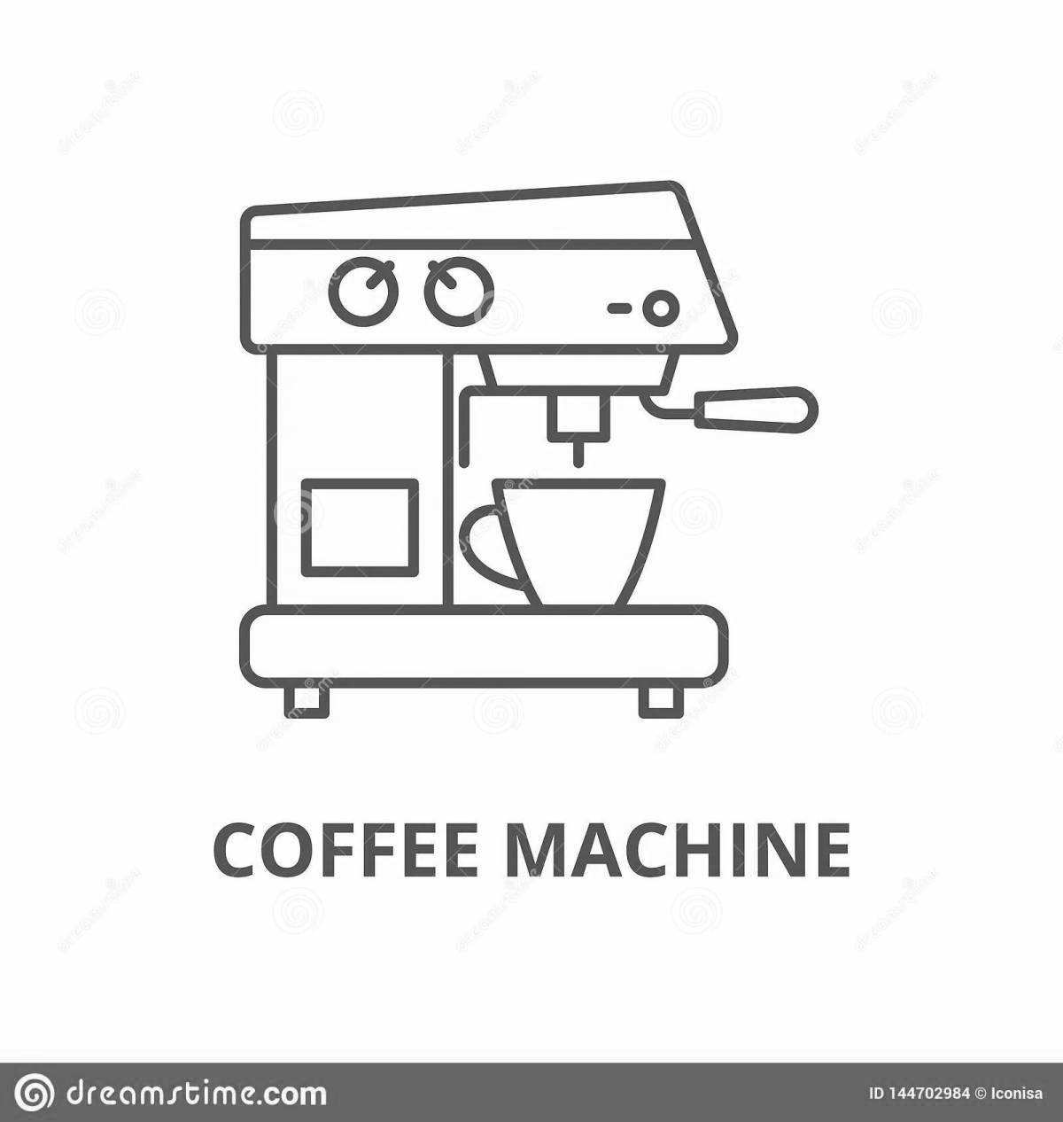Intricate coffee maker coloring page