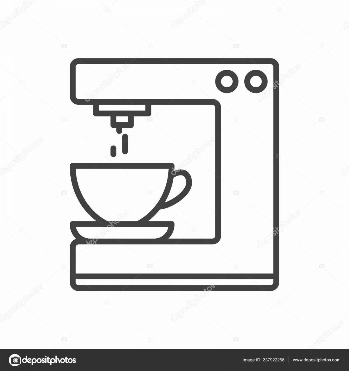 Crazy coffee maker coloring page