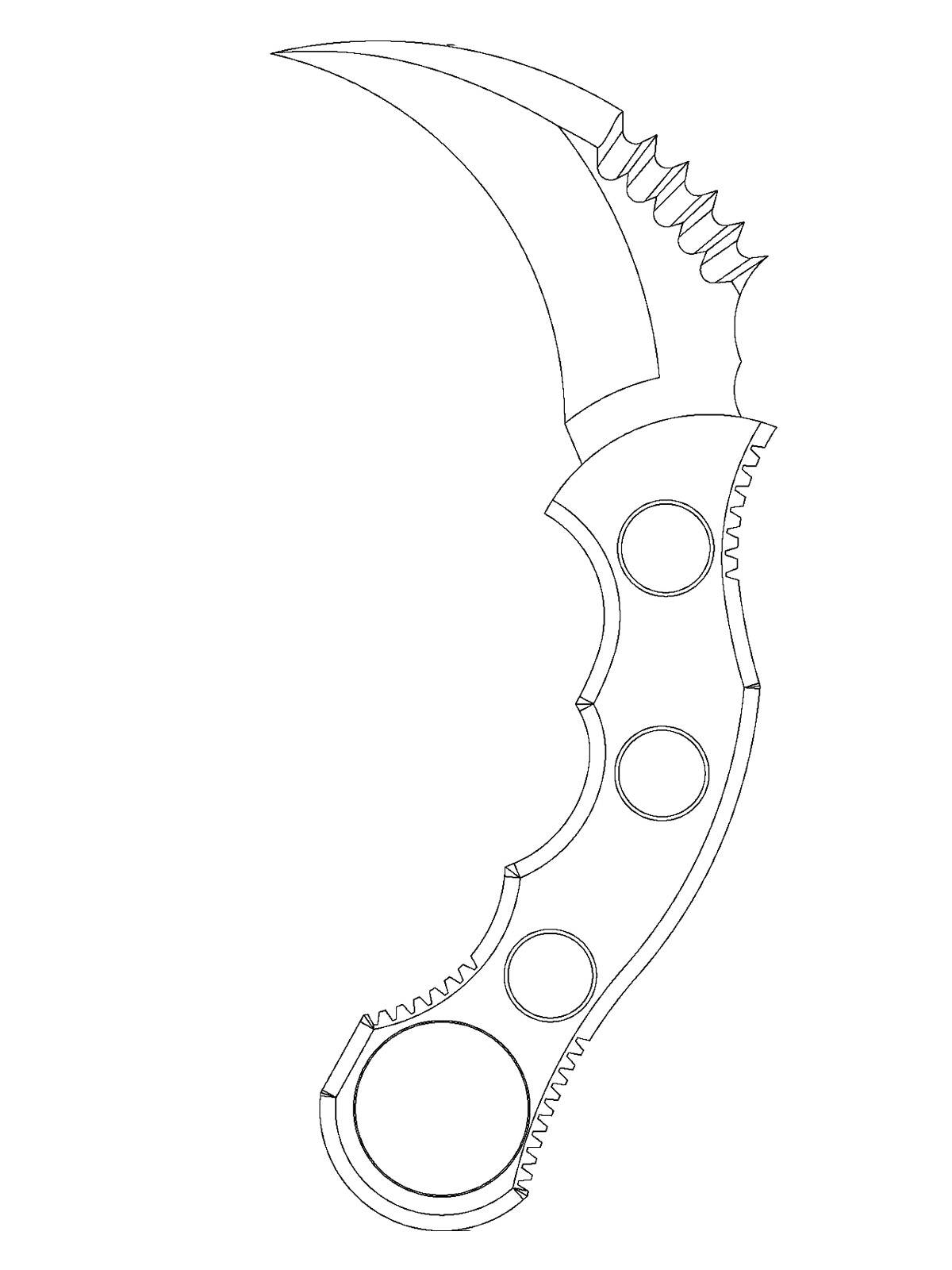 Распечатать нож. КС раскраска керамбит. Нож керамбит чертеж а4. Раскраски оружие керамбит. Karambit CS go чертеж.
