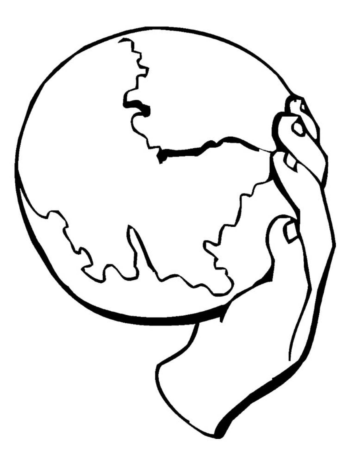 Земной шар раскраска