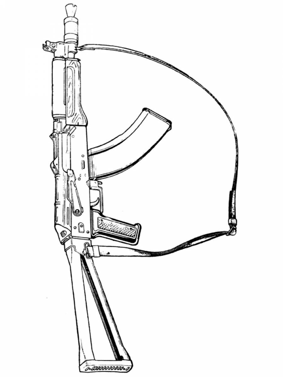 Рисунок автомата калашникова распечатать