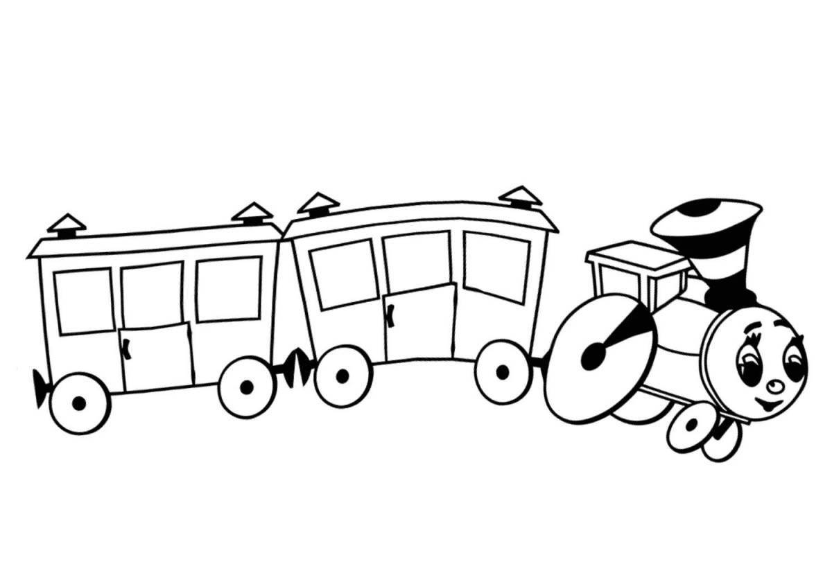 Раскраска паровоз с вагончиками