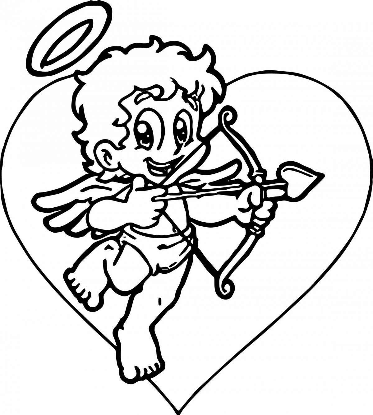 Coloring page cheerful cupid