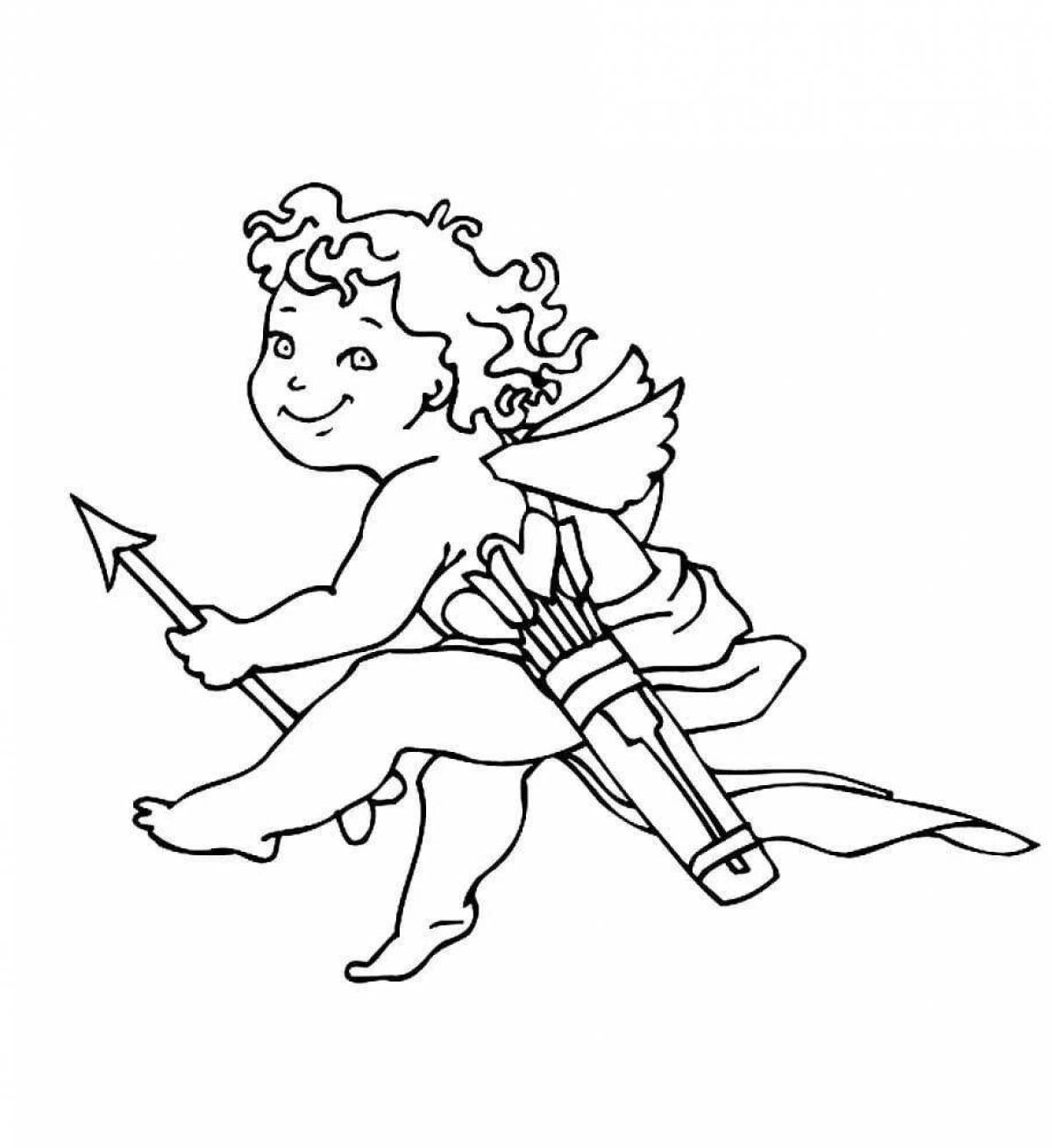 Coloring book mischievous cupid