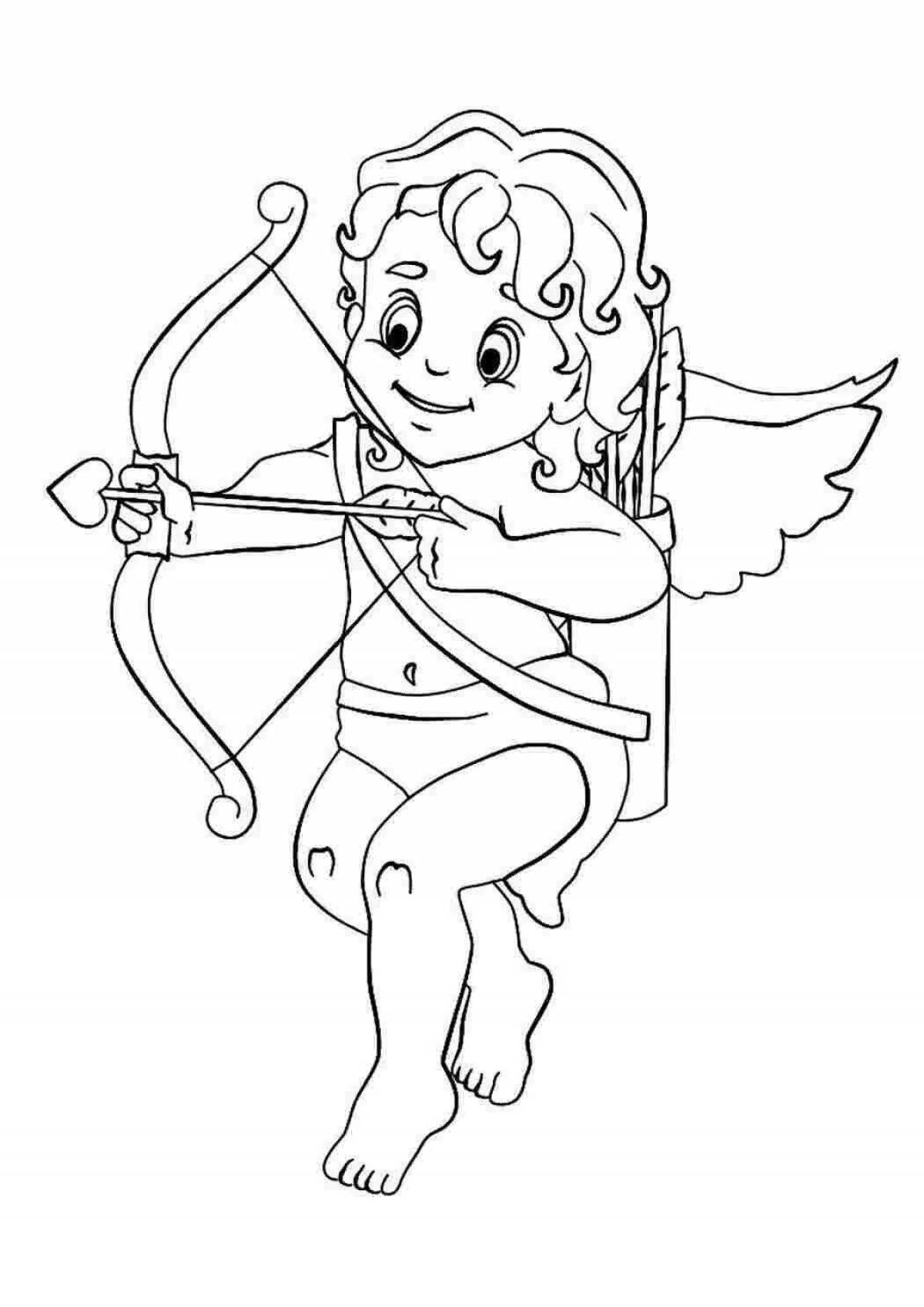Coloring book with sparkling cupid