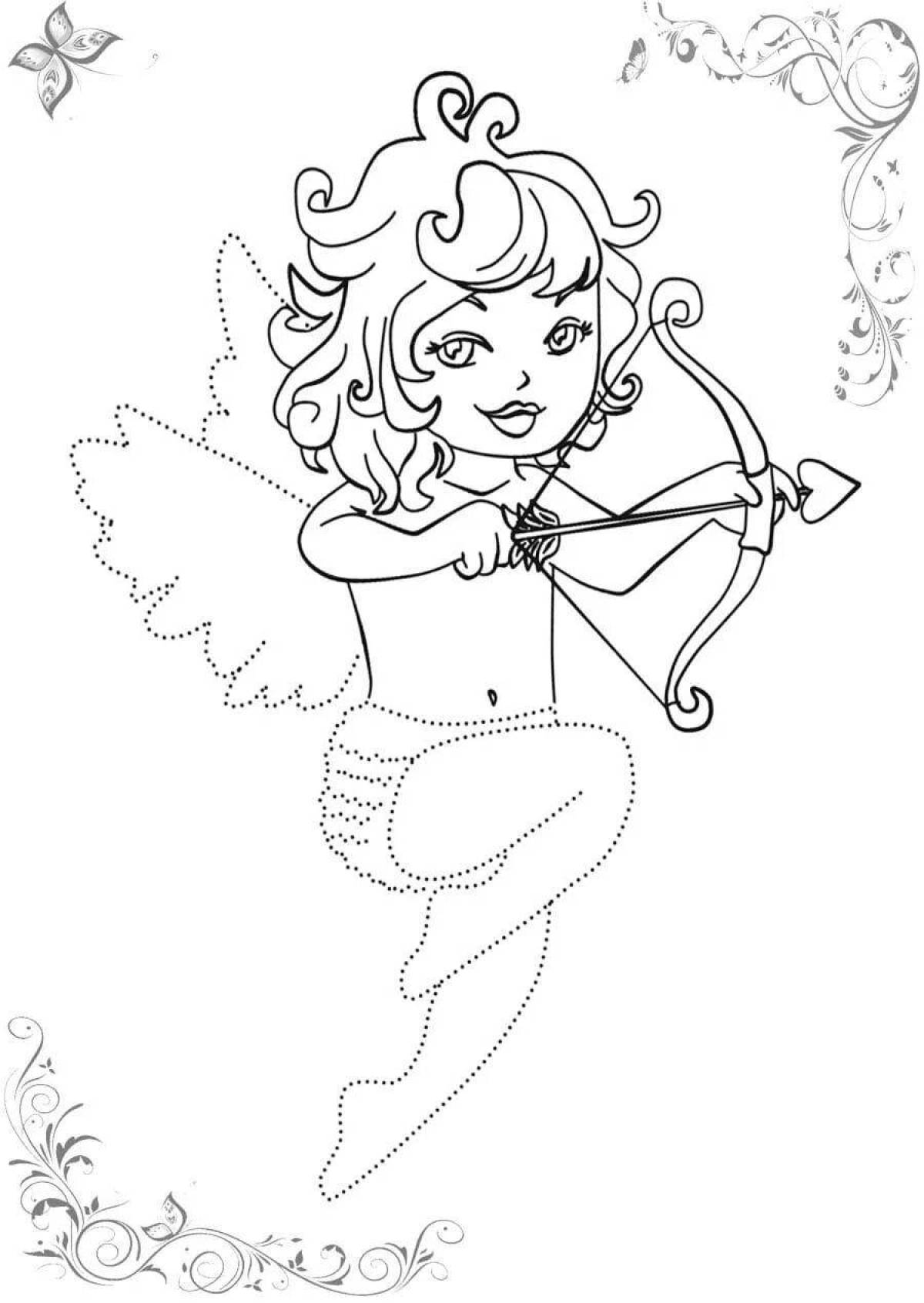 Sparkling cupid coloring page