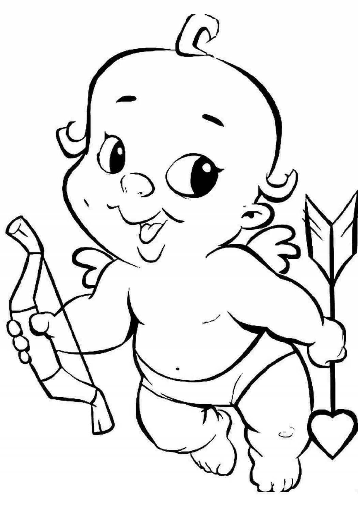 Glowing cupid coloring page