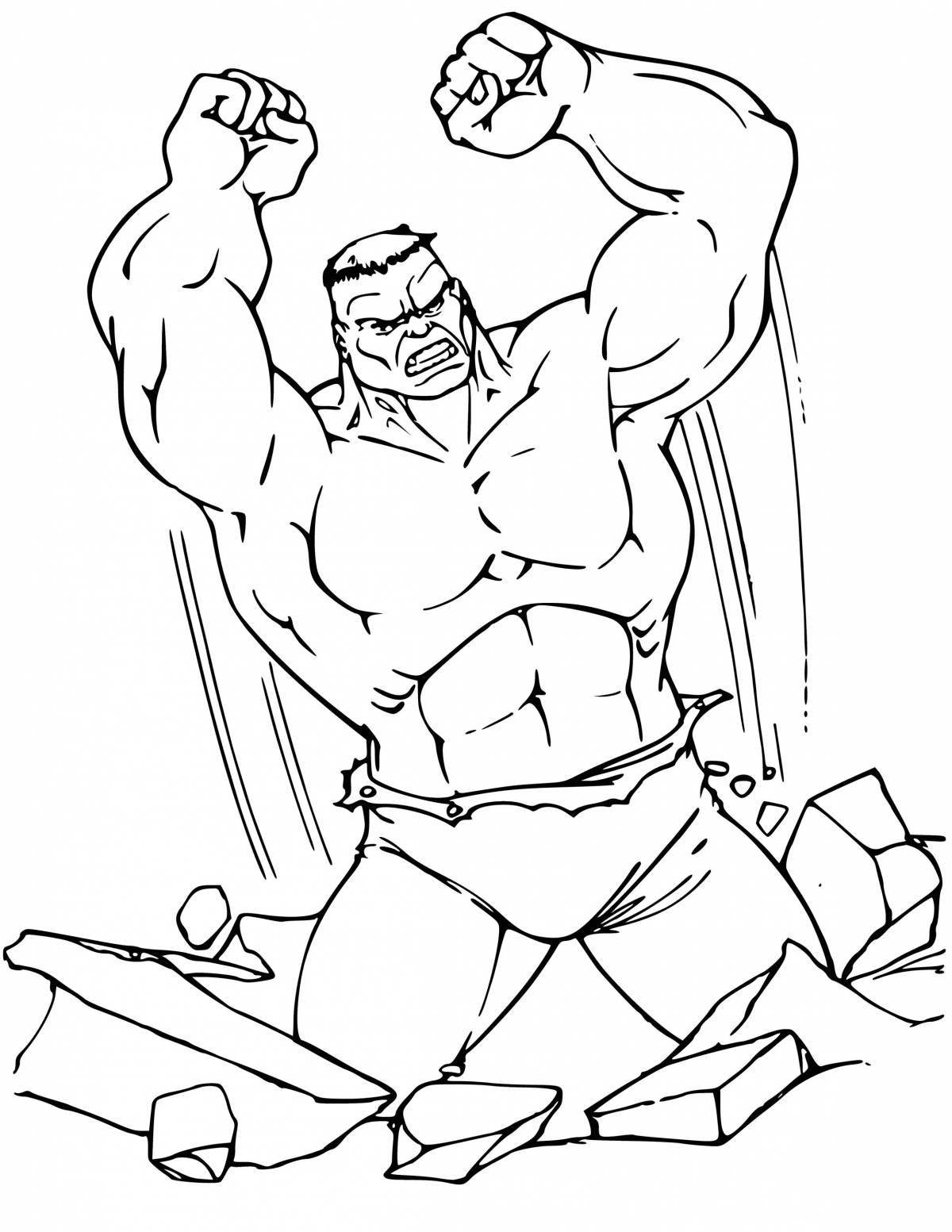 Brightly colored hulk coloring page