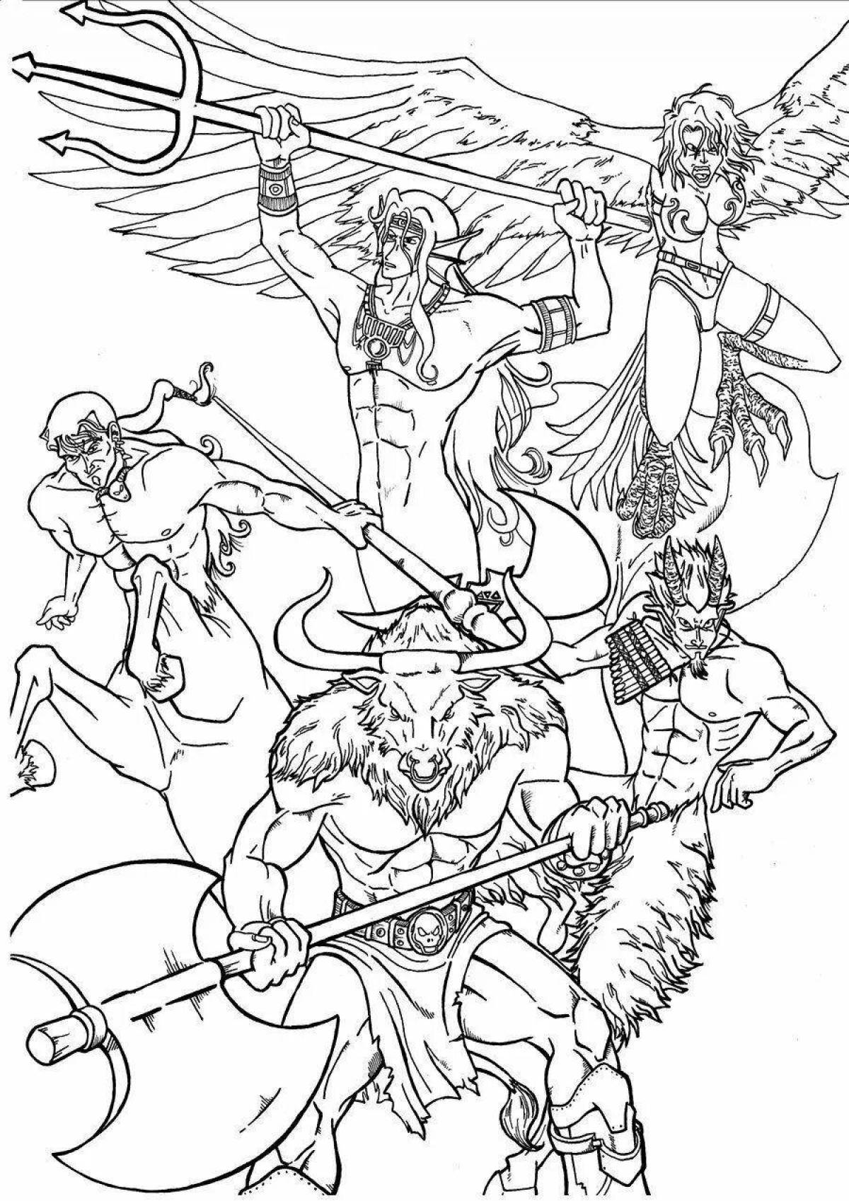 Fun coloring book based on myths
