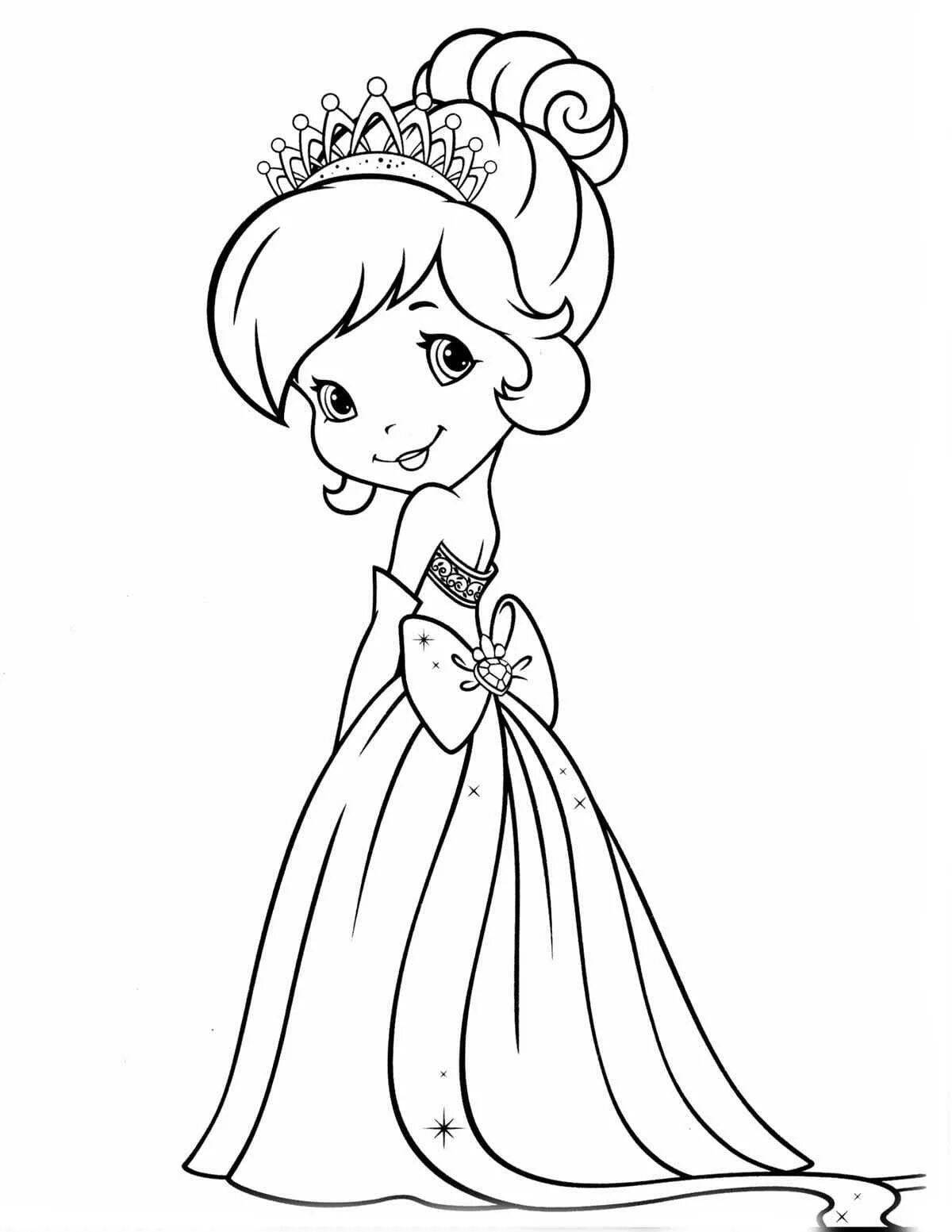 Elegant coloring page include princesses