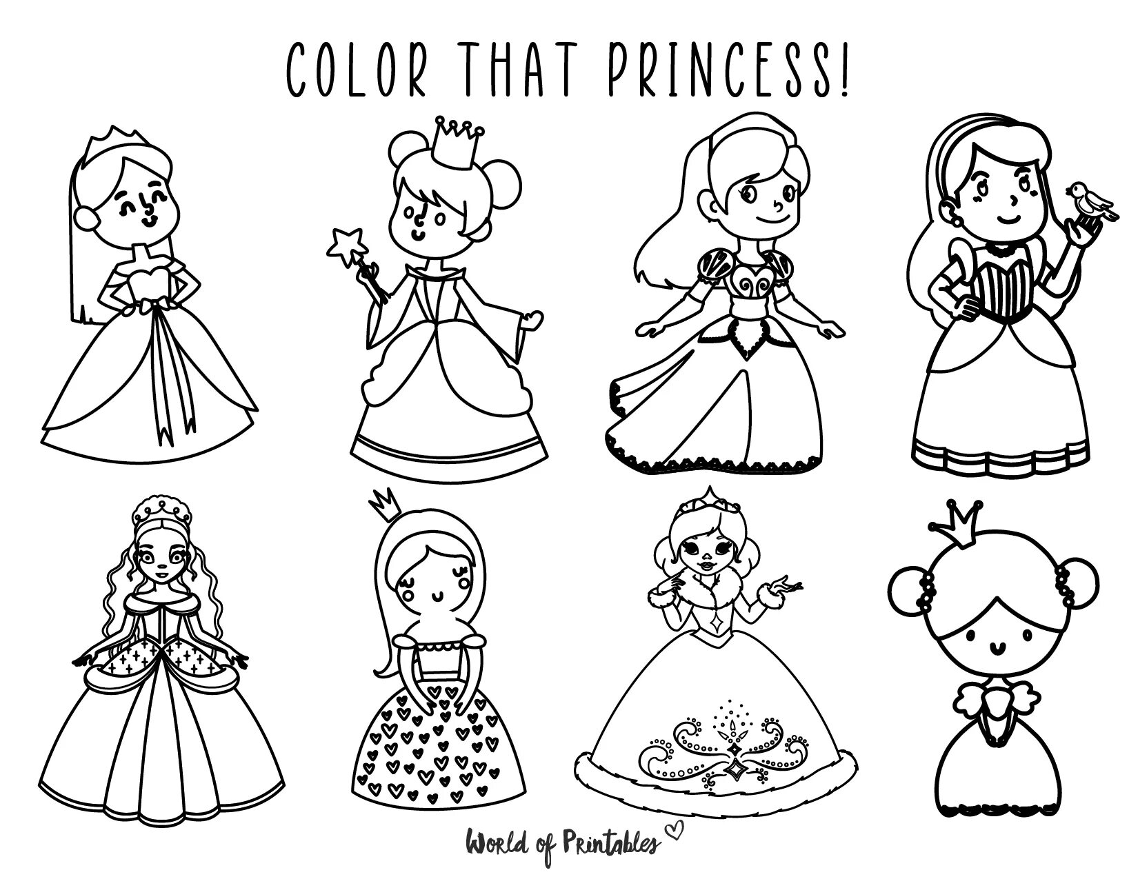 Shiny coloring book turn princesses on