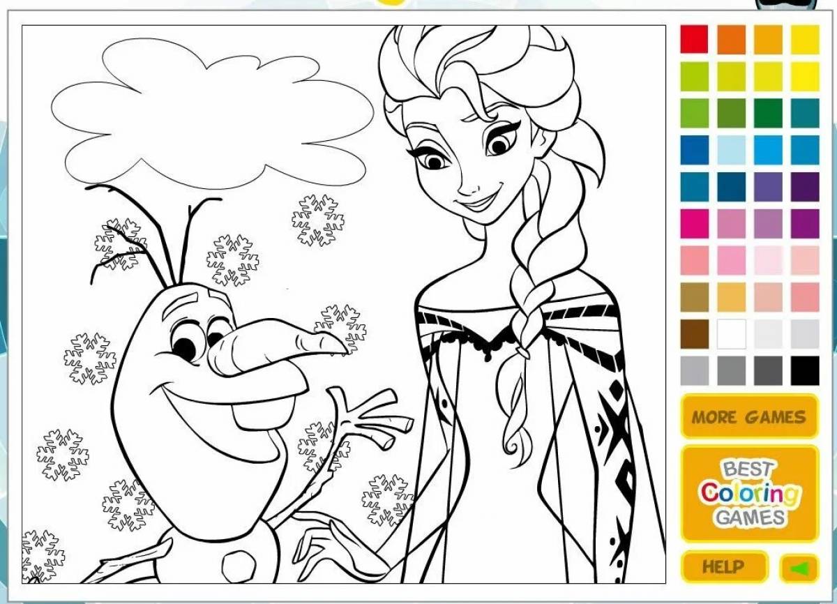 Sparkling coloring page turn princesses on