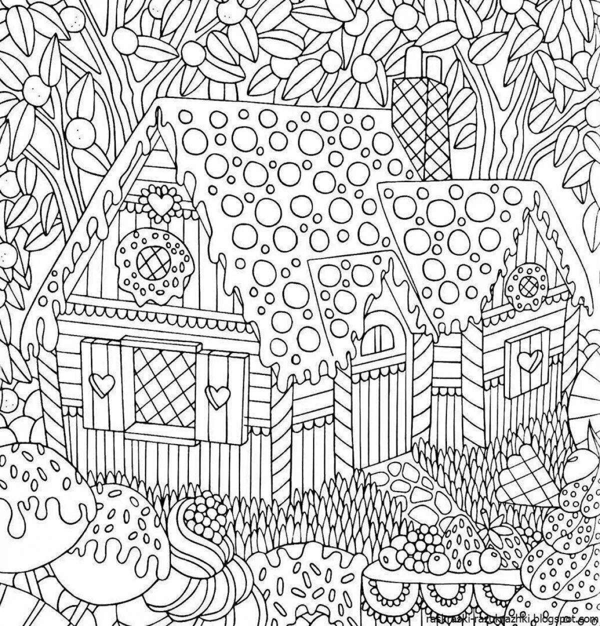 Coloring book charming anti-stress houses