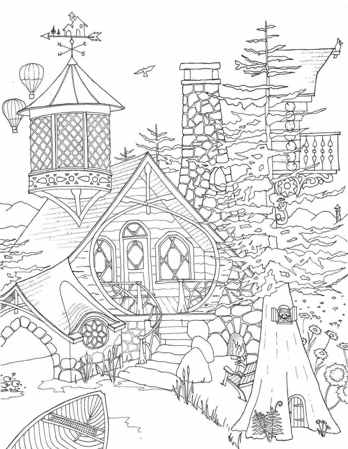Coloring funny anti-stress houses