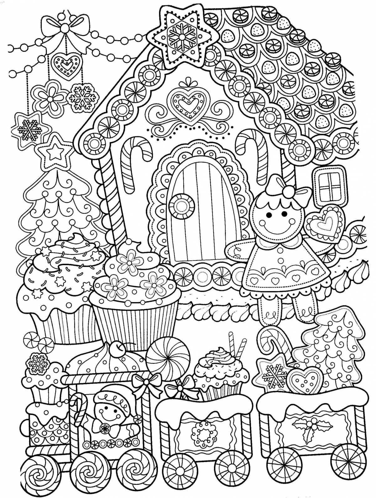 Coloring book joyful anti-stress houses