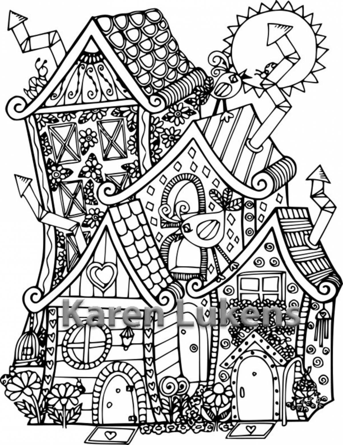 Coloring dreamy anti-stress houses