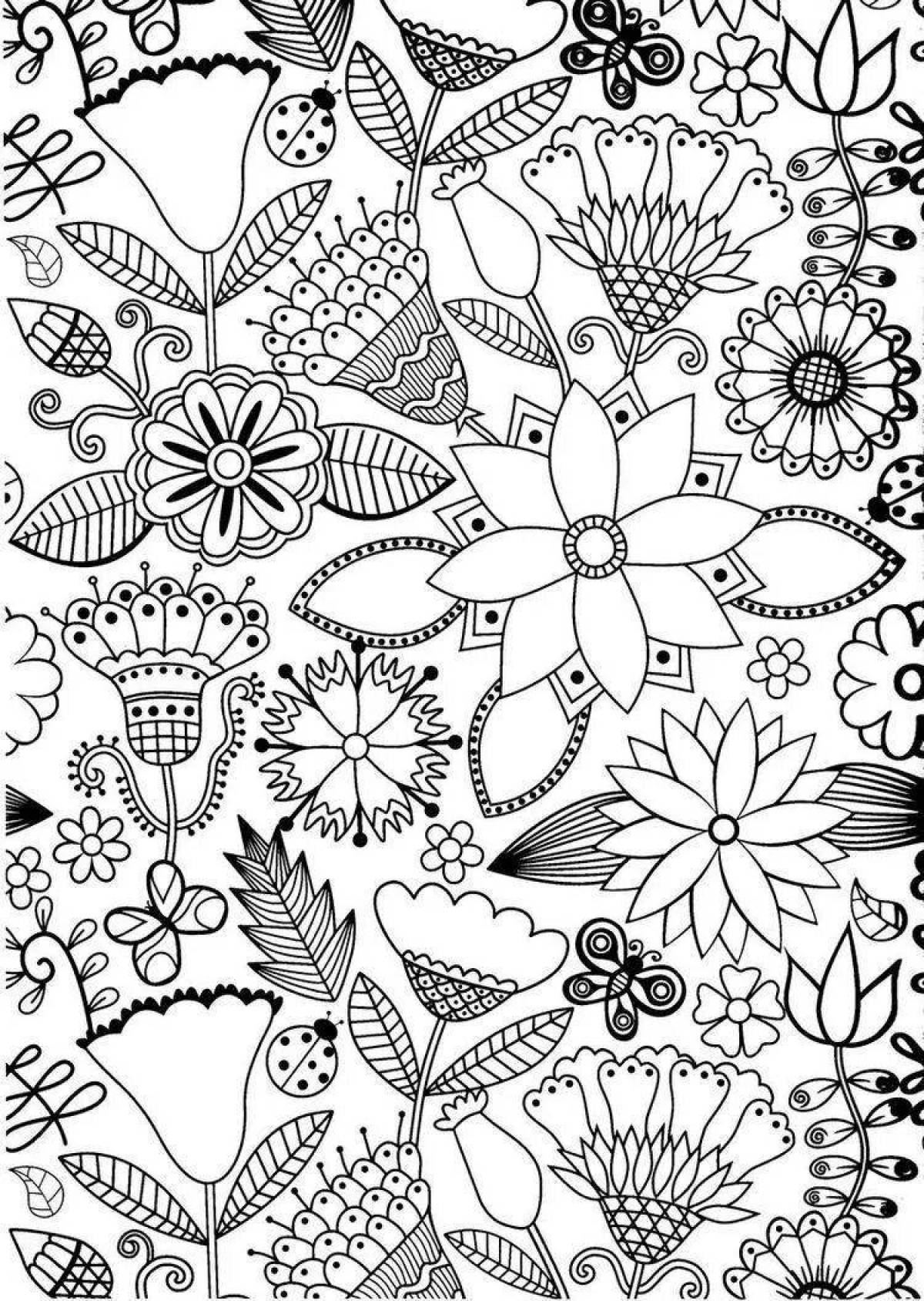 Attractive coloring pages with small patterns