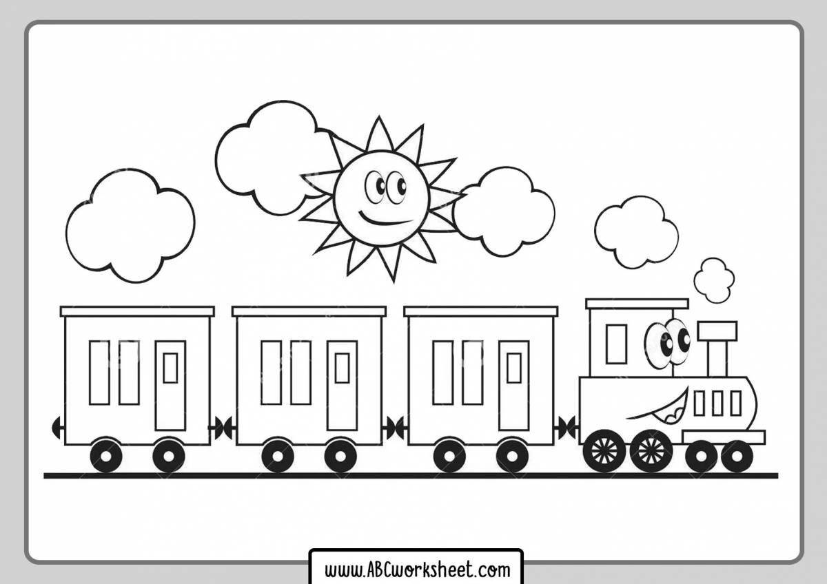 Playful train trailer coloring page