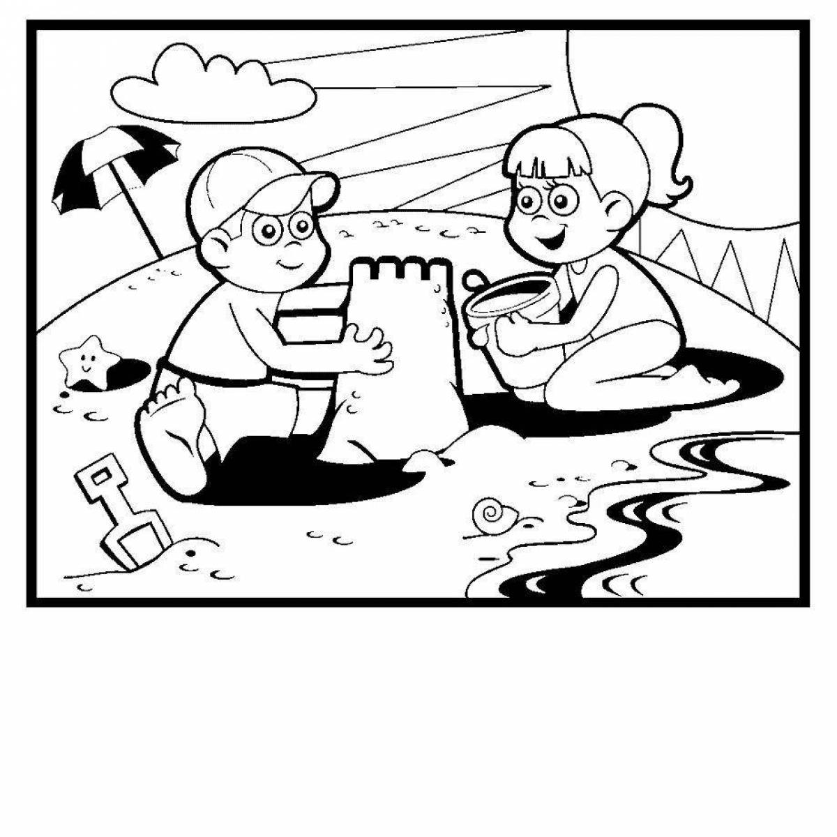 Colorful sand game coloring page
