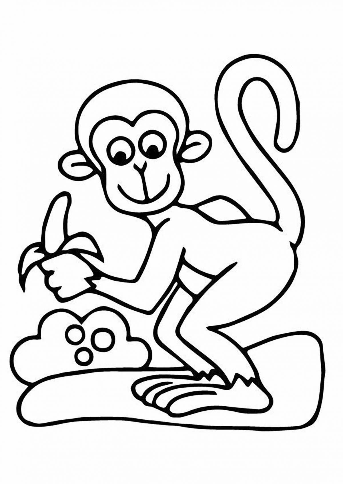 Красочная страница раскраски фигурки обезьяны