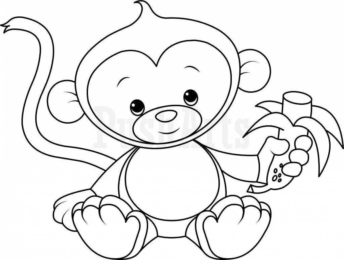Раскраска игривая обезьяна