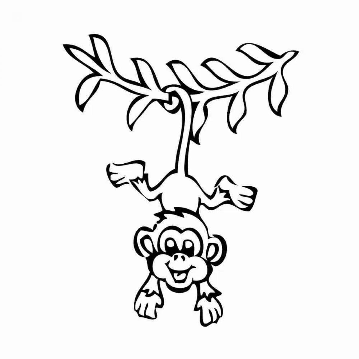 Раскраска радостная обезьяна