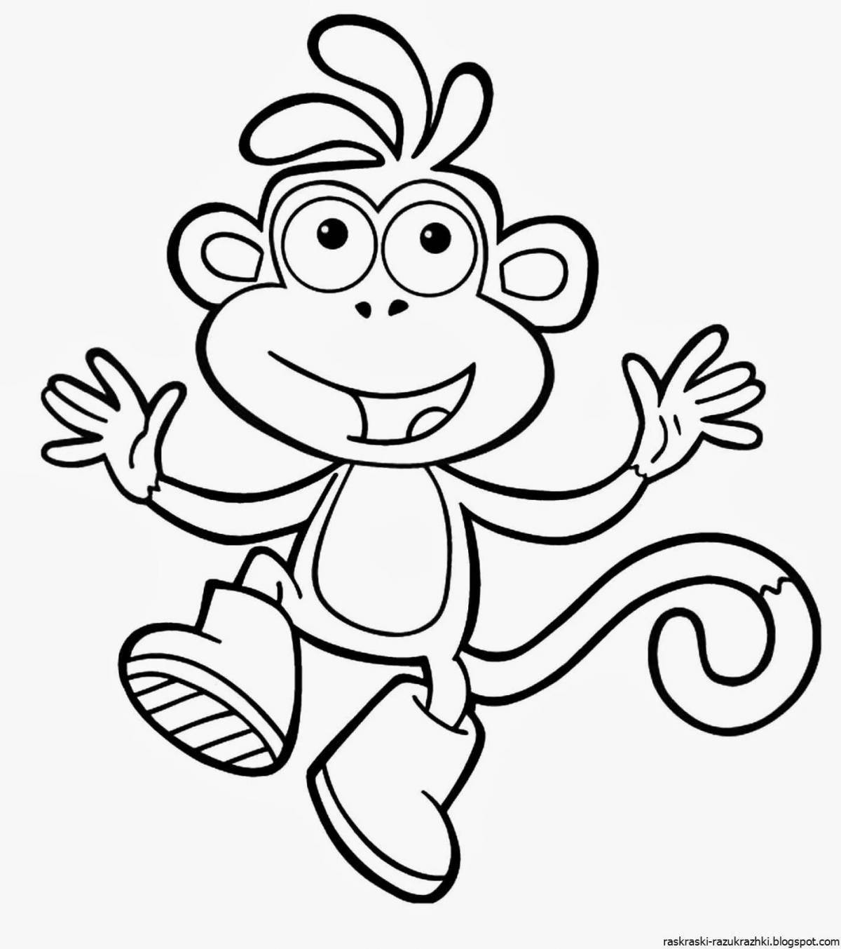 Coloring book bright monkey