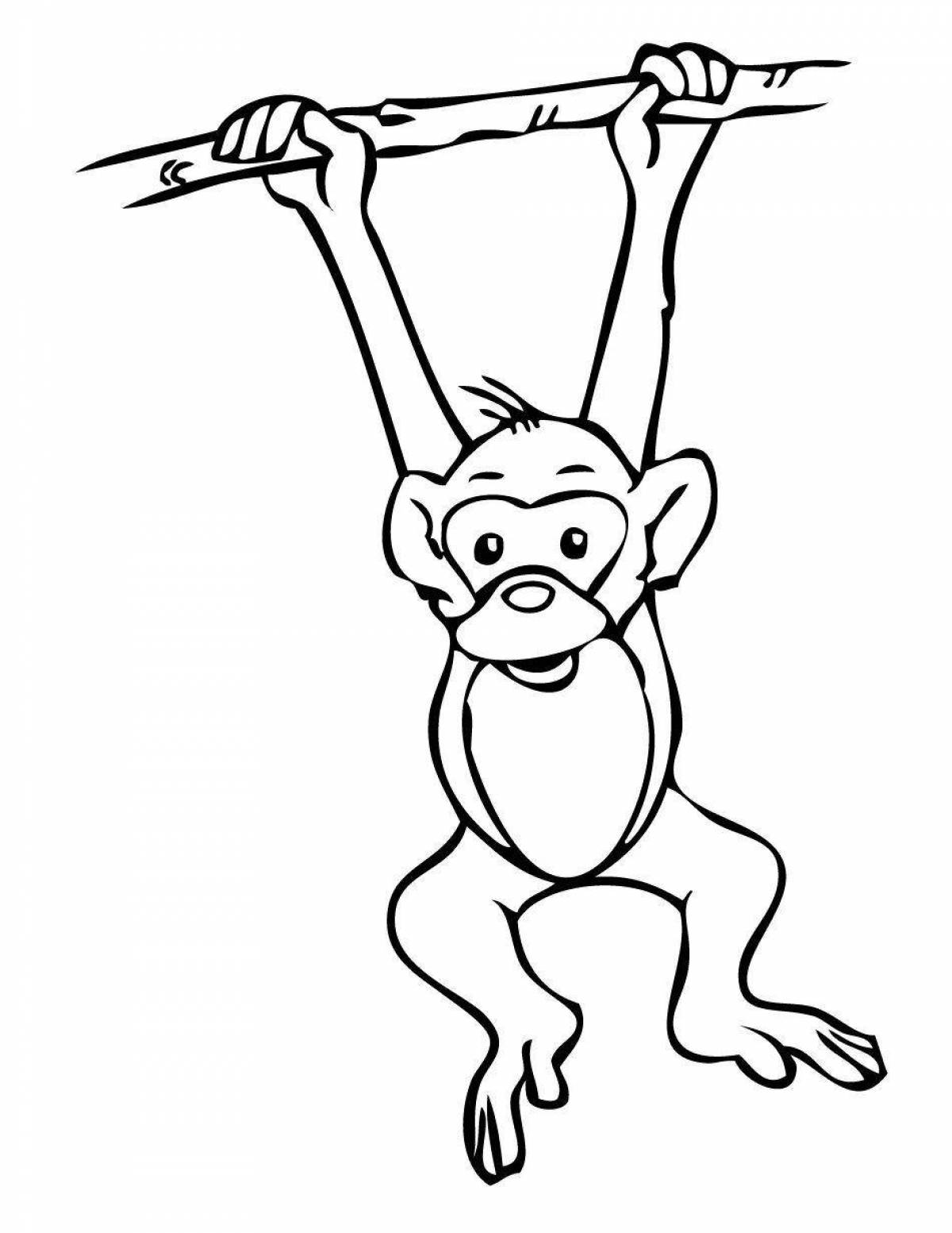 Adorable monkey coloring page