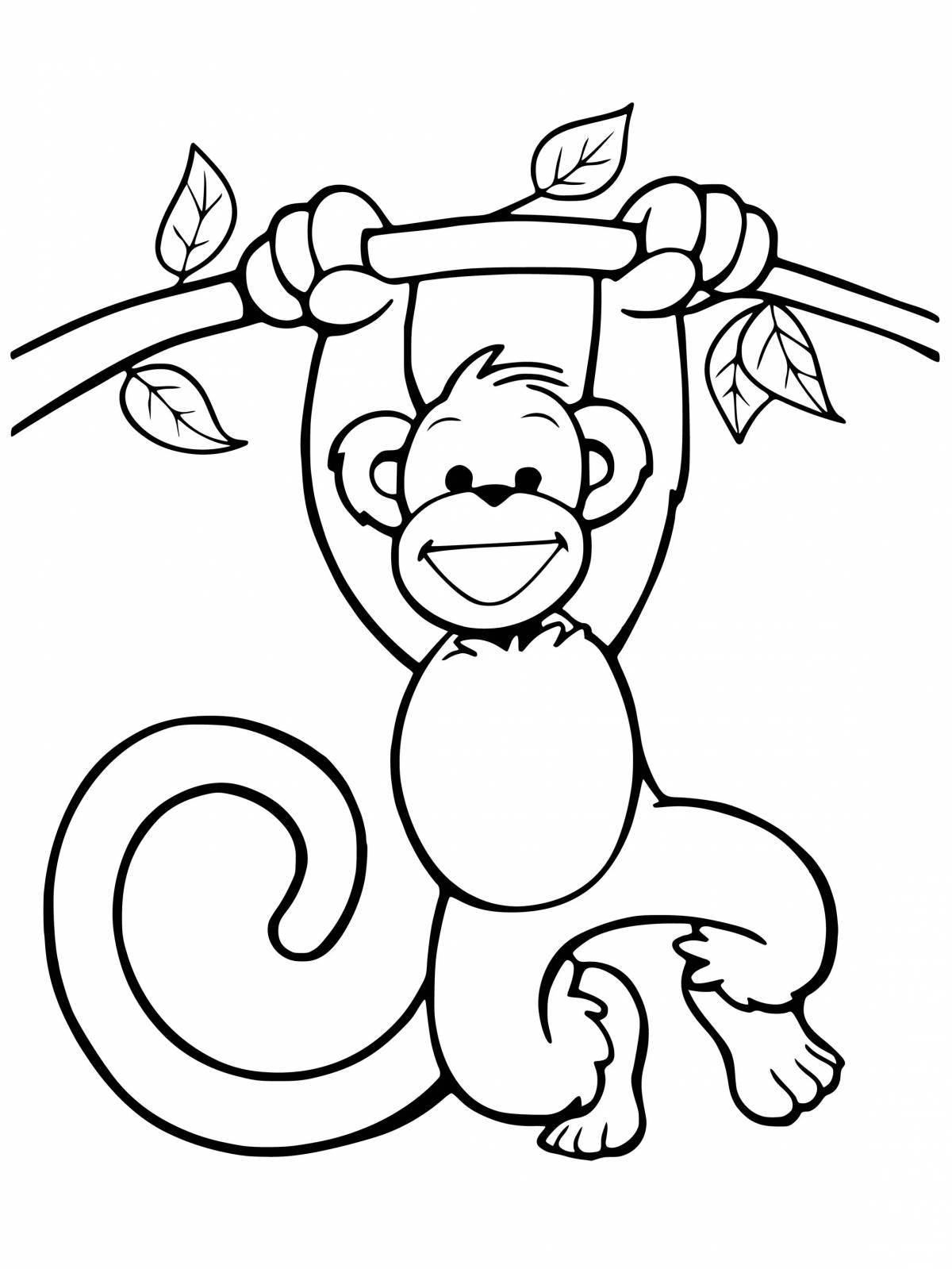 Раскраска милая обезьяна