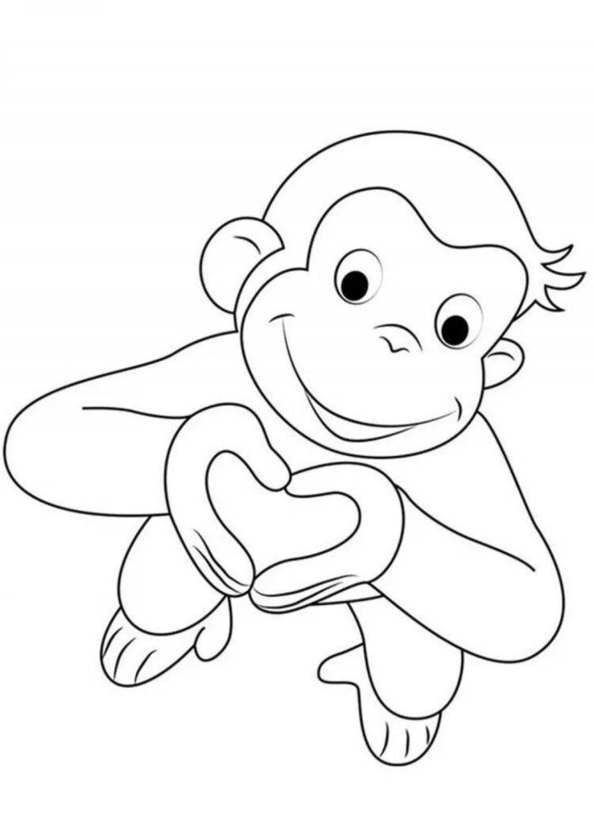 Coloring book energetic monkey