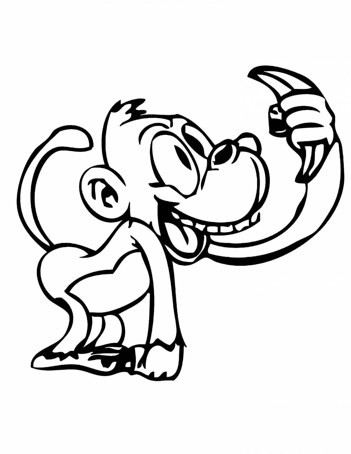 Monkey figurine coloring page
