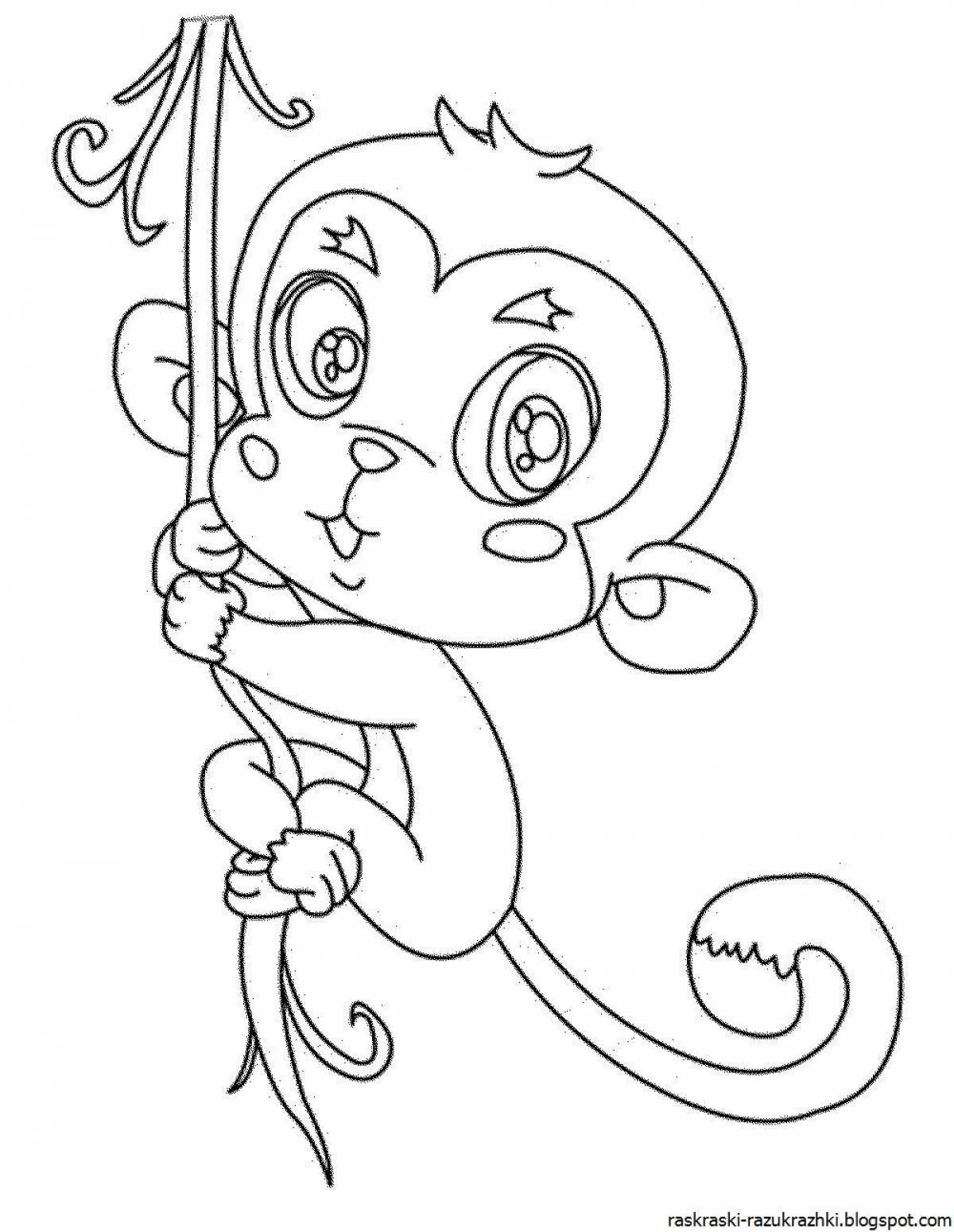 Glitter monkey figurine coloring page