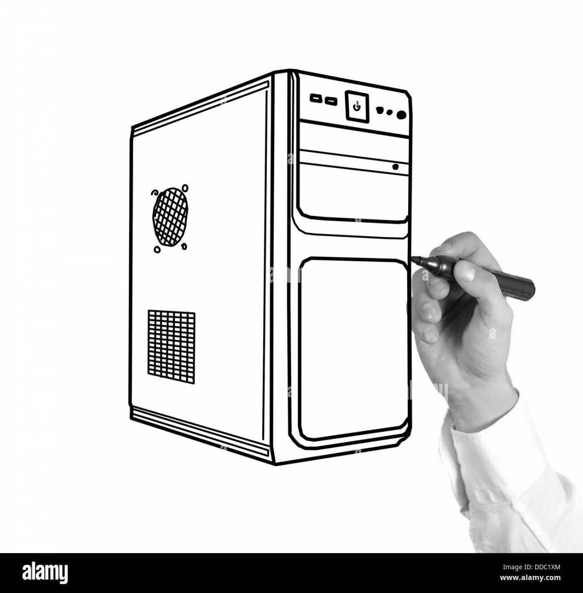 Photo Coloring page with colorful pc case