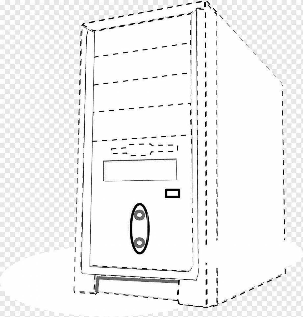 Playful pc case coloring page