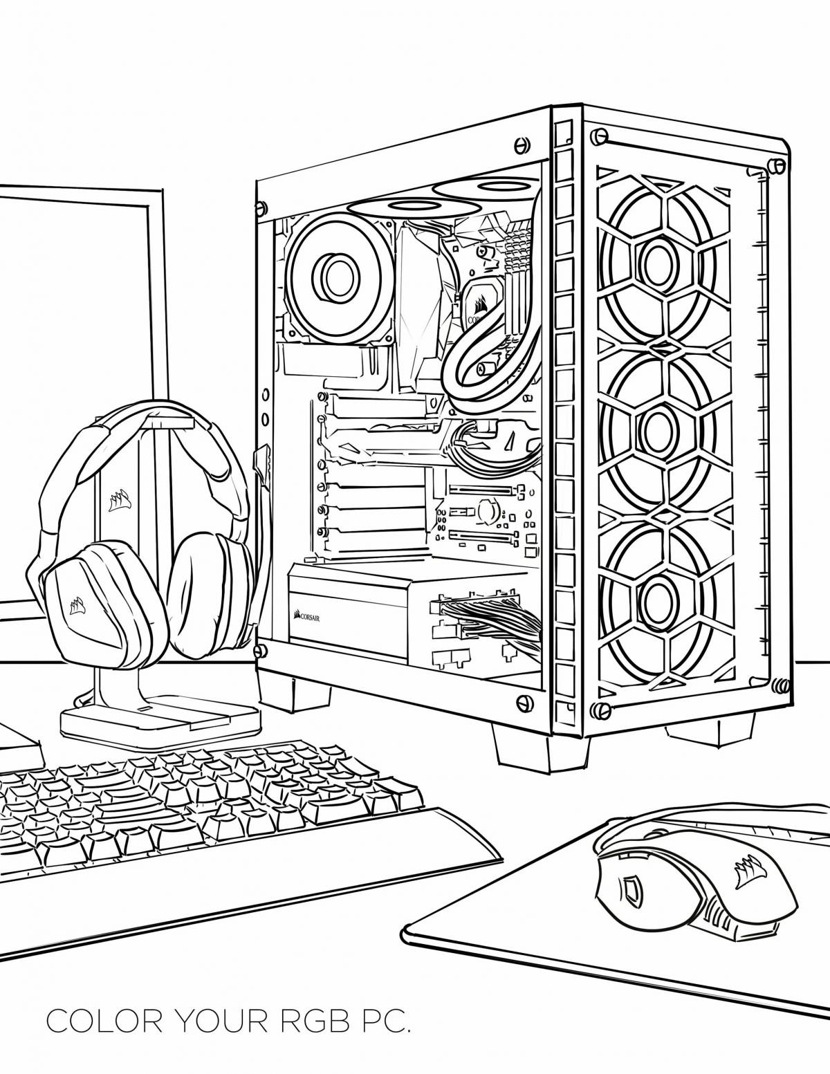 Tempting pc case coloring page