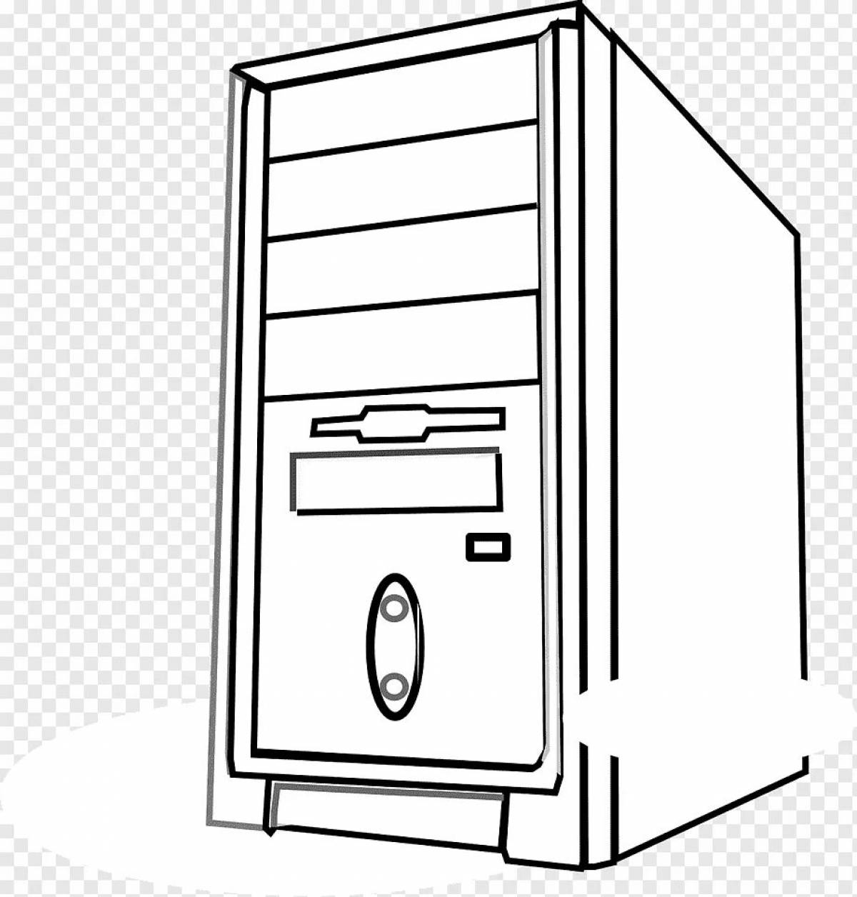 Coloring page with attractive pc case