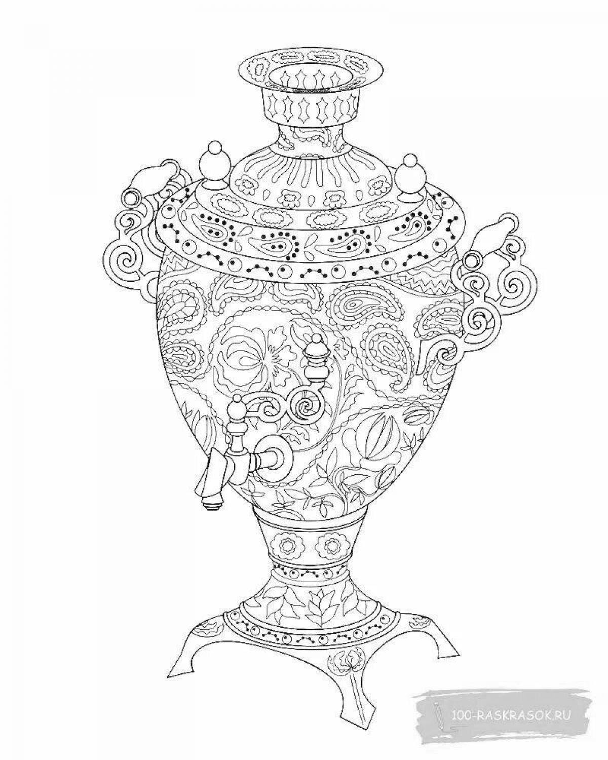 Photo Coloring bright samovar