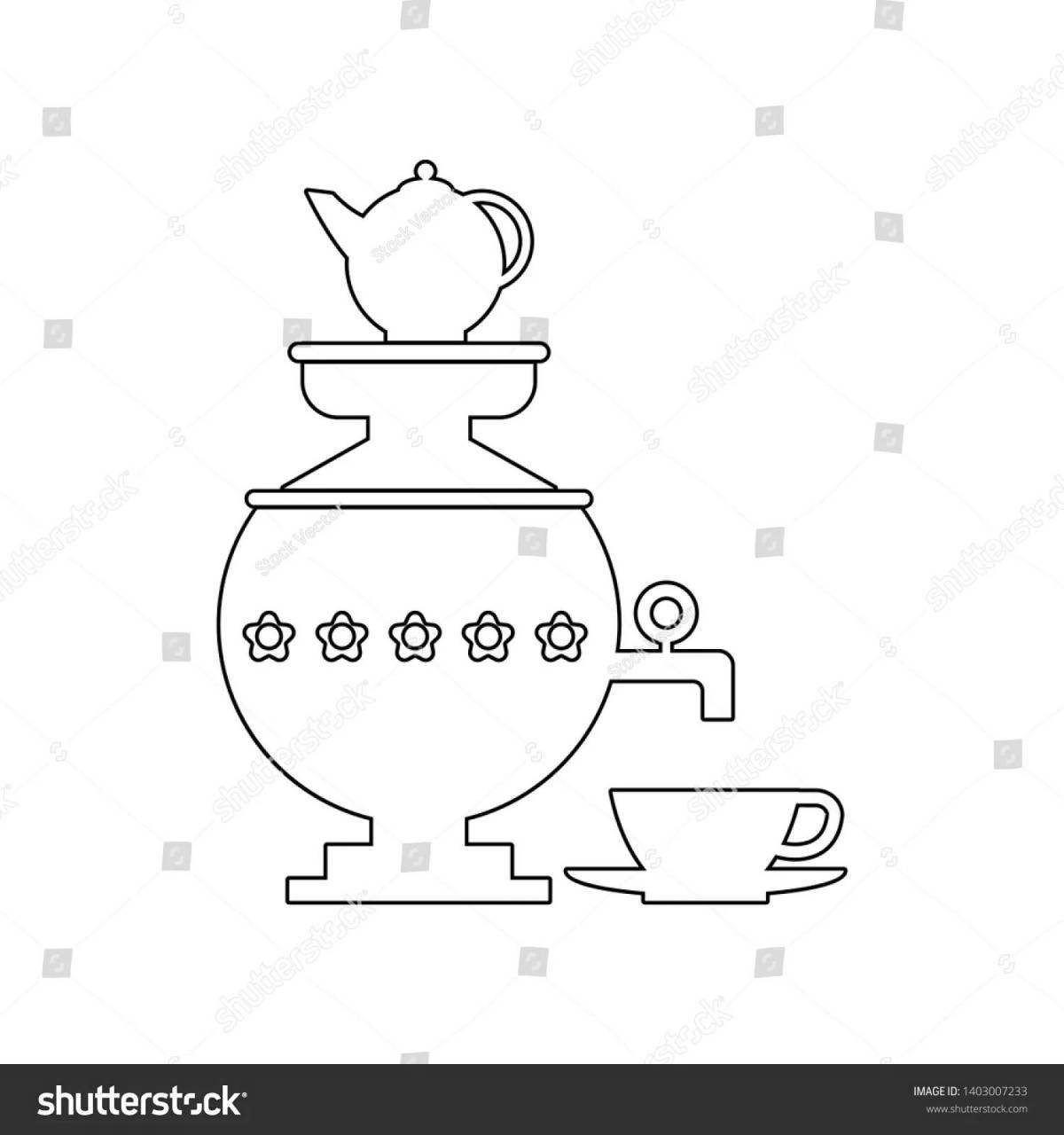 Coloring page fascinating pattern of a samovar