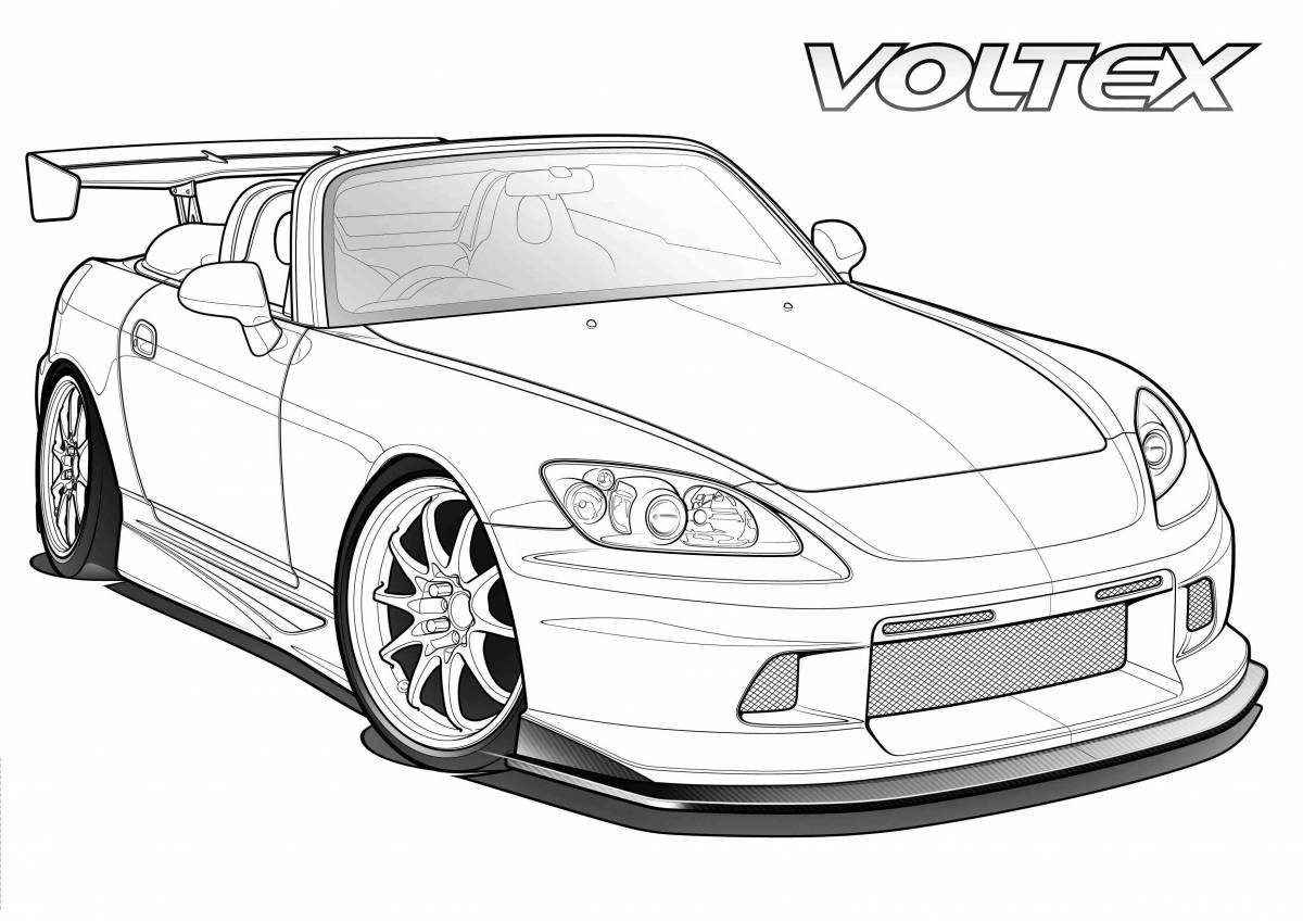 Coloring book shiny japanese cars