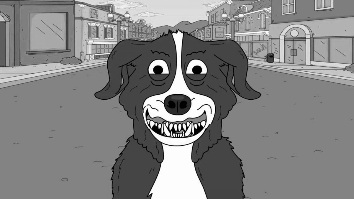 Mr Pickles coloring page filled with color