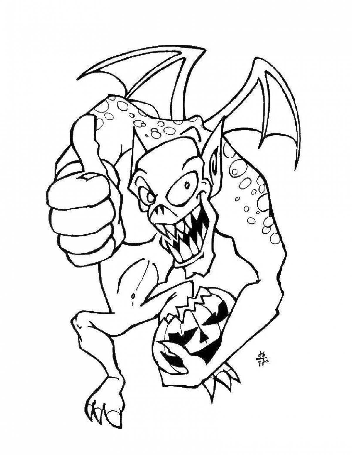 Coloring page beckoning gray monster