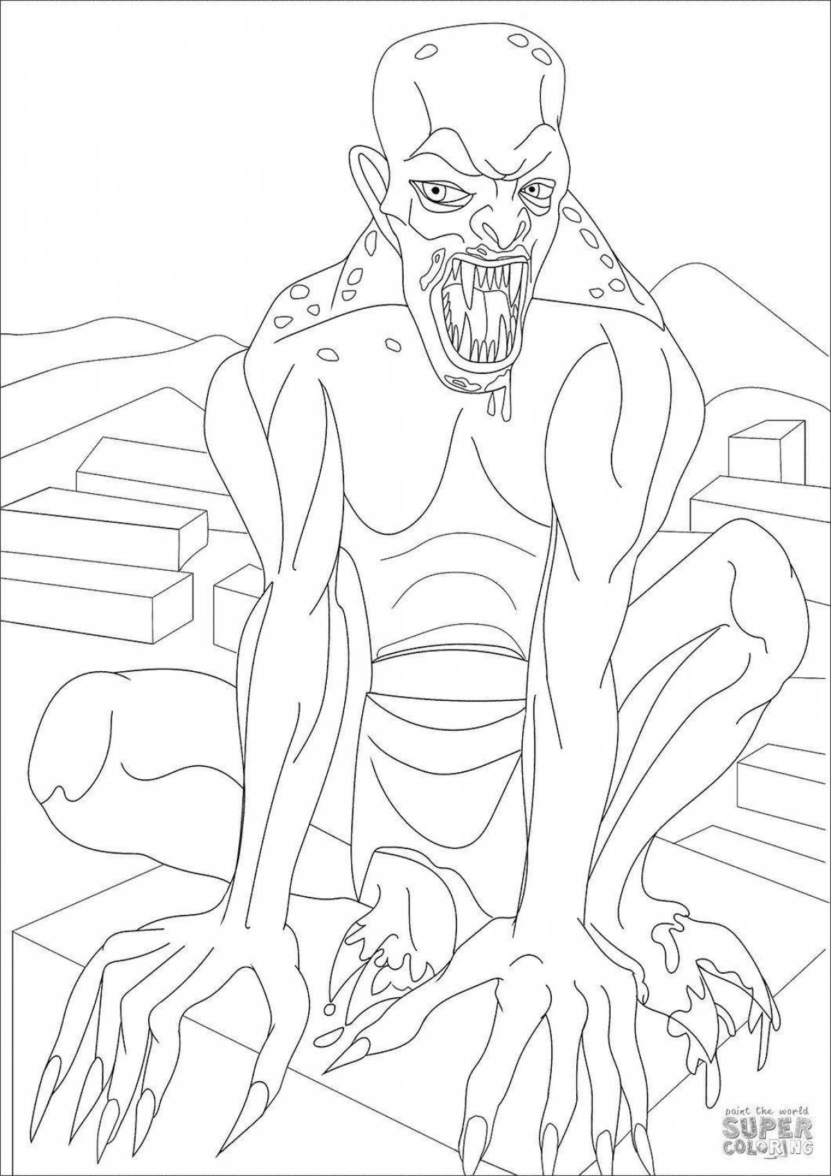 Coloring page mysterious gray monster
