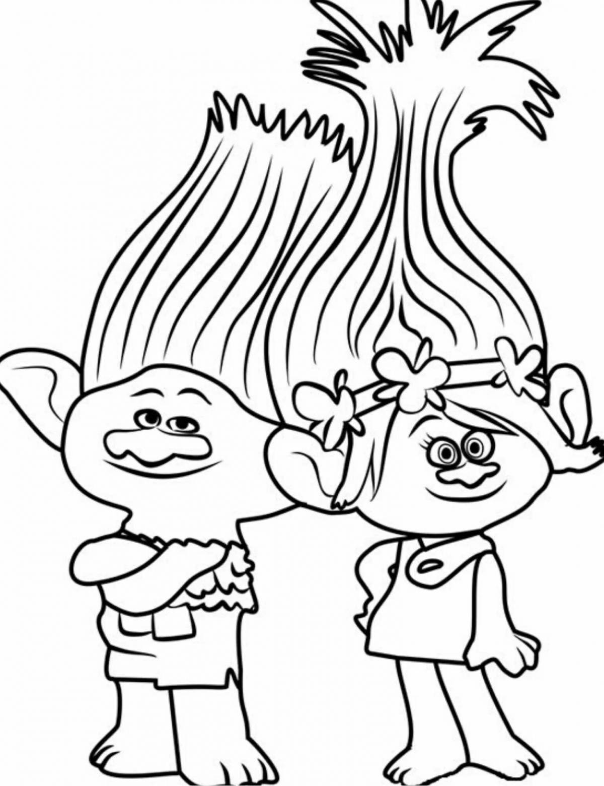 Adorable coloring book for kids trolls