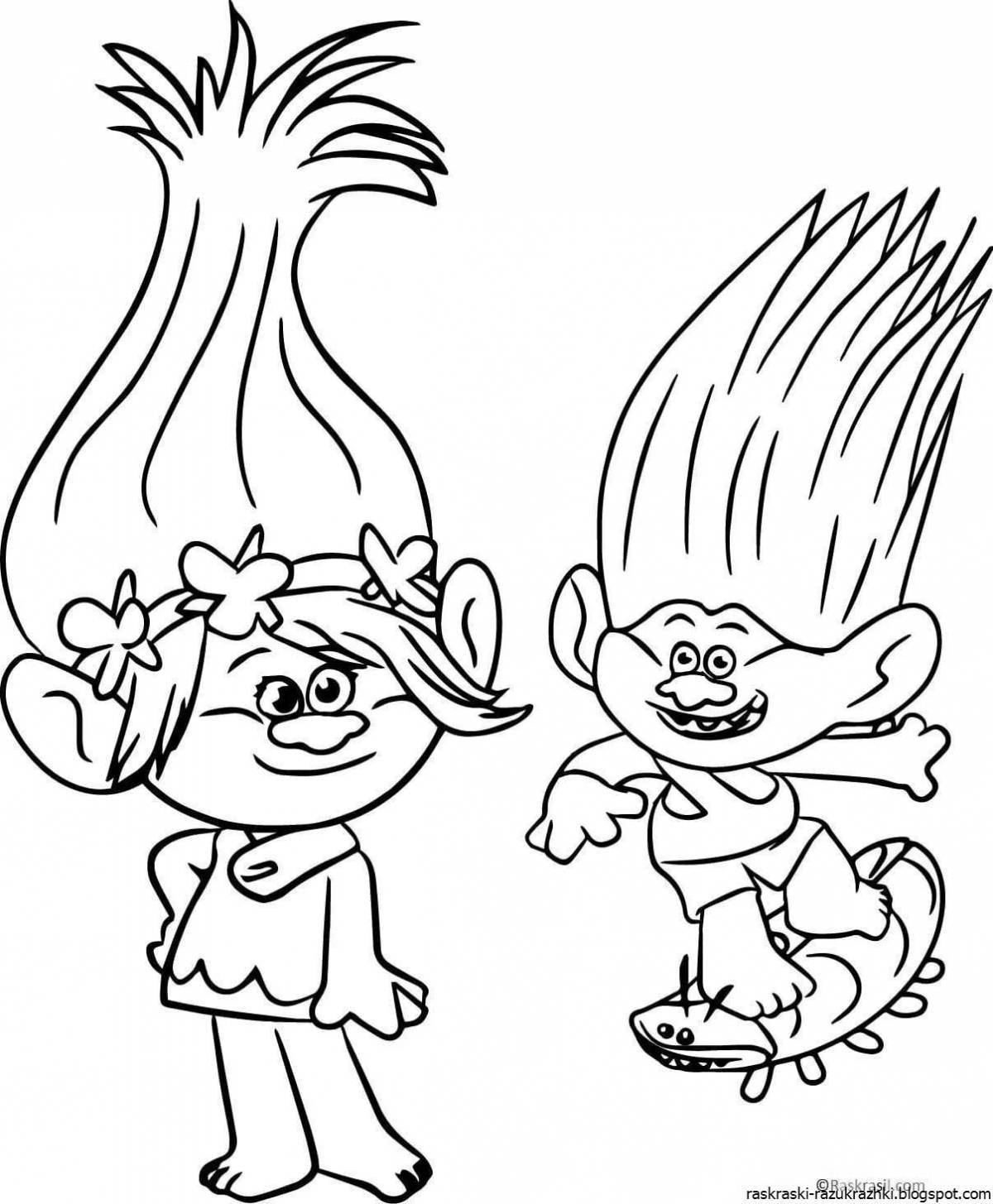 Naughty coloring pages of children's trolls