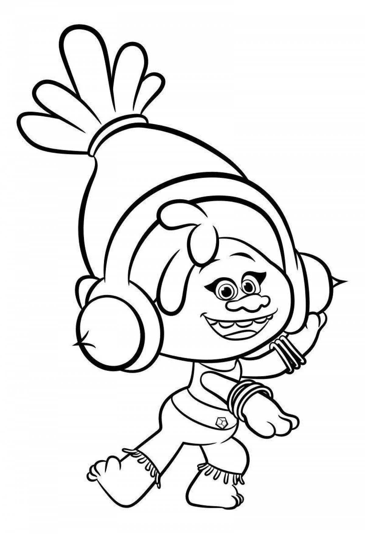 Animated coloring pages for kids trolls