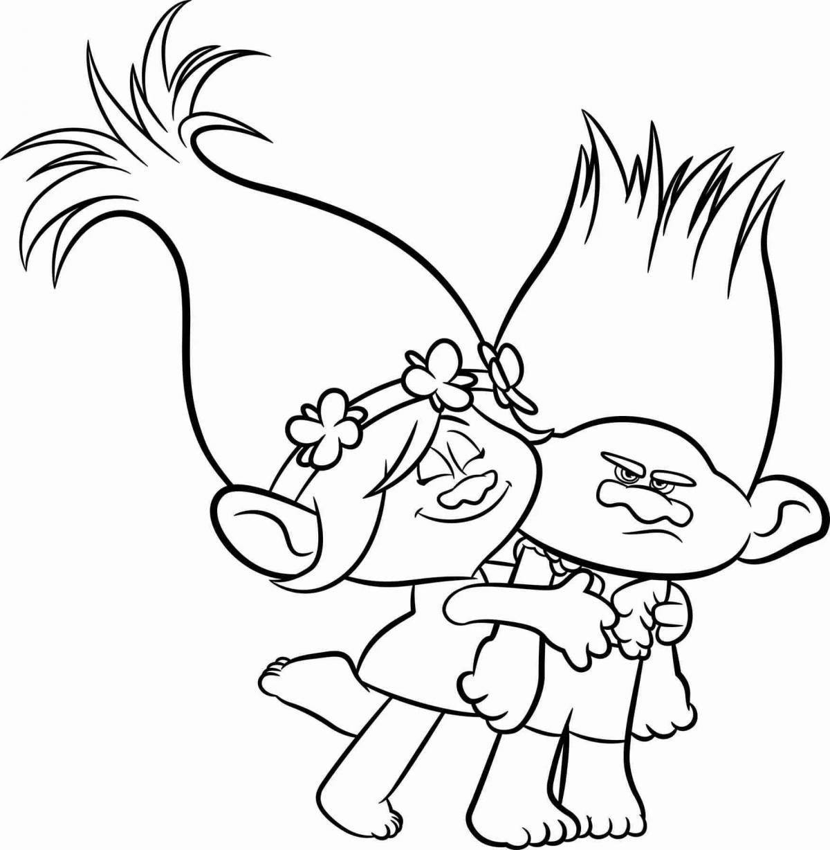Exotic coloring book for kids trolls